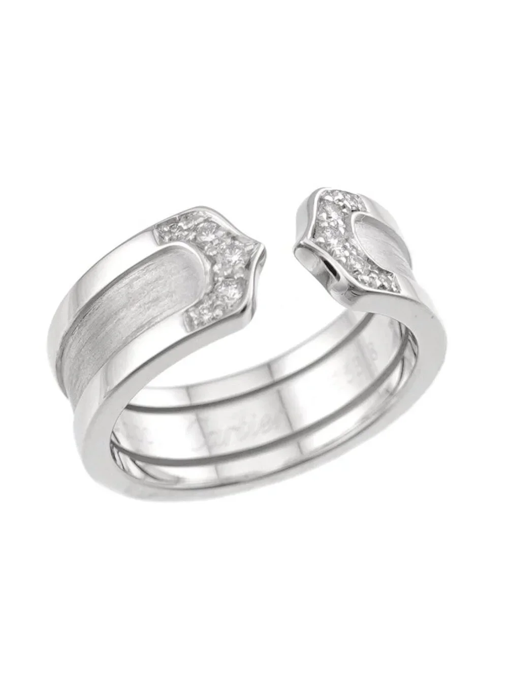 Cartier C2 Small SM 49 Ring Diamond 18K White Gold 2C